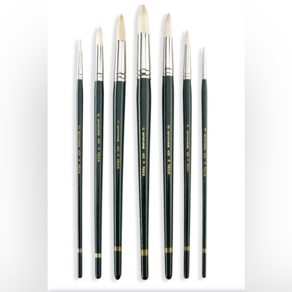NIB - REGIS OIL & ACRYLIC 7 PIECE NATURAL WHITE BRISTLE BRUSH SET - Picture 3 of 5